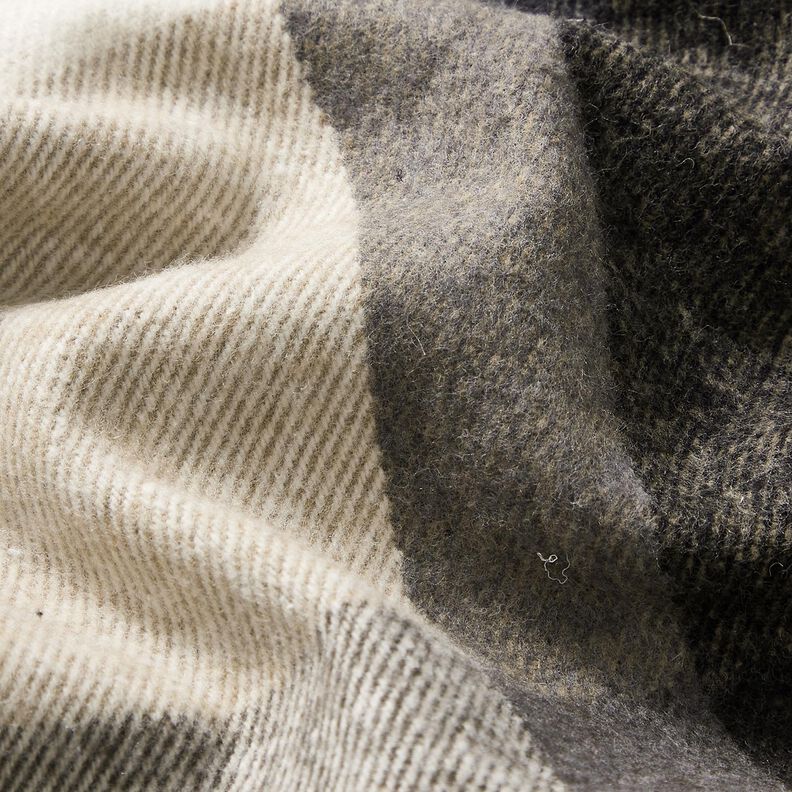 tessuto per cappotti Misto cotone Grandi quadri scozzesi – beige chiaro/argento anticato, image number 2
