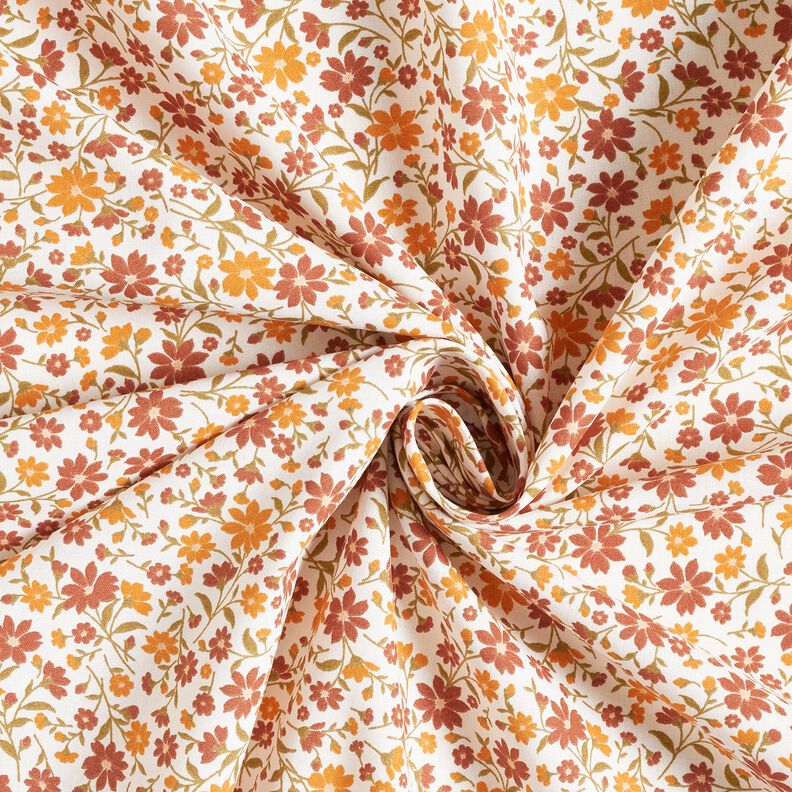 popeline di cotone fiori autunnali – bianco/rosso borgogna, image number 3