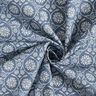 tessuto in cotone cretonne Fiori e tralci – grigio blu/bianco,  thumbnail number 3
