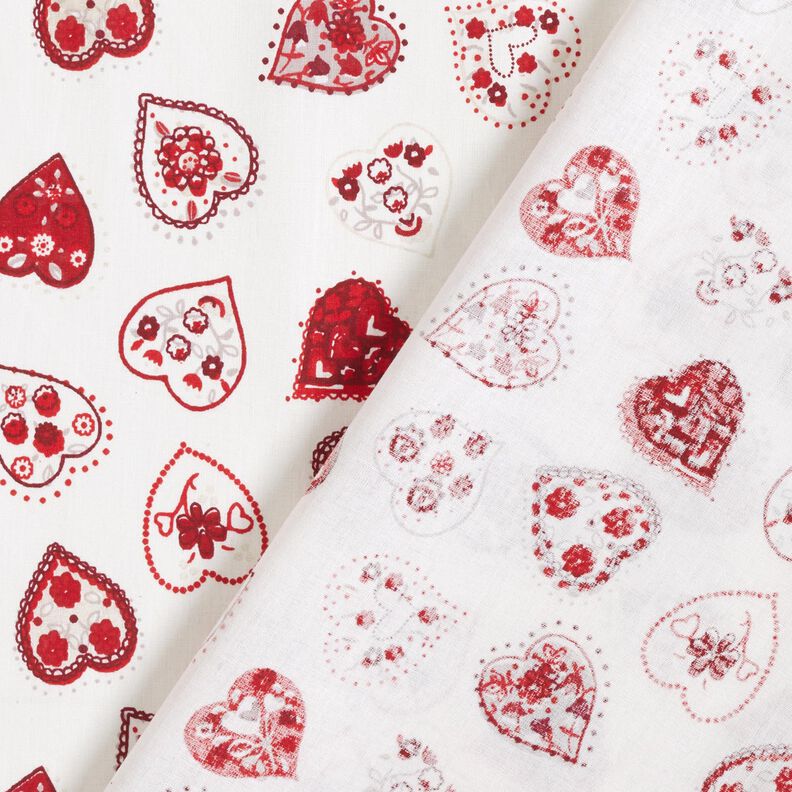 tessuto in cotone cretonne Cuoricini – bianco/rosso scuro, image number 4