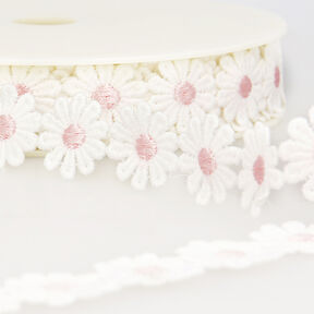 nastro in pizzo, margherite – bianco/rosa, 
