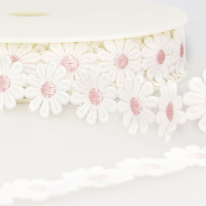 nastro in pizzo, margherite – bianco/rosa,  image number 1