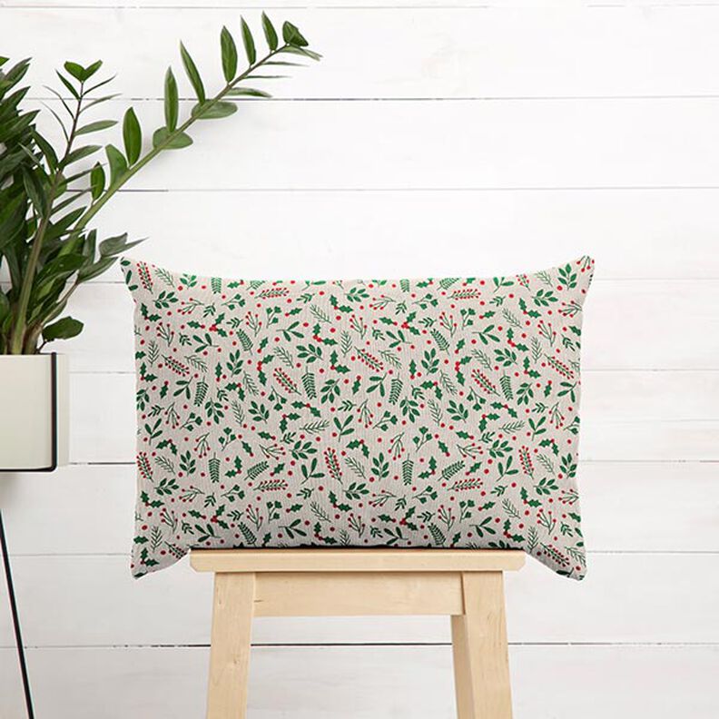 tessuto arredo mezzo panama Vischio classico – beige/verde, image number 8