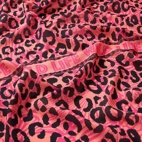 viscosa voile Disegno di bordura con leone e fiori taglio di tessuto – pink/arancione, 