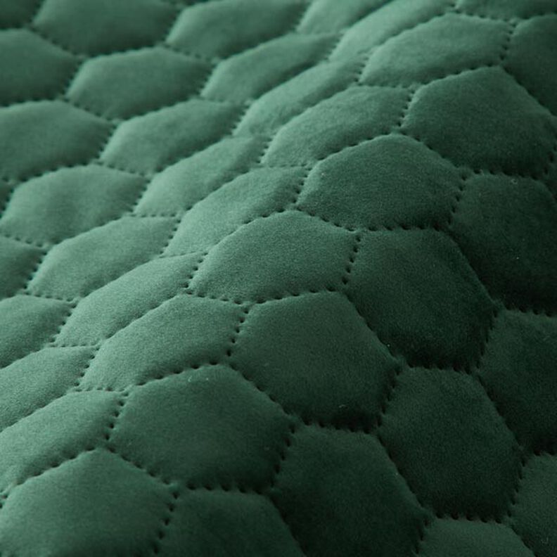 tessuto tappezzeria velluto trapuntato motivo a nido d’ape – verde scuro,  image number 2