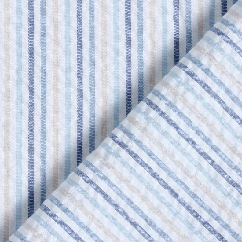 seersucker cotone Mix di strisce – blu/bianco, image number 4