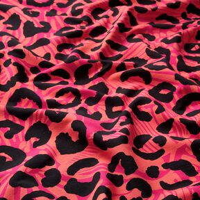 French terry, felpa estiva Leone e fiori – pink/arancione, 