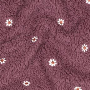 tessuto peluche Fiorellini ricamati | Poppy Fabrics – rosa antico scuro, 