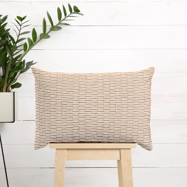 tessuto arredo Jacquard Strisce rustiche – marrone medio/naturale,  image number 6