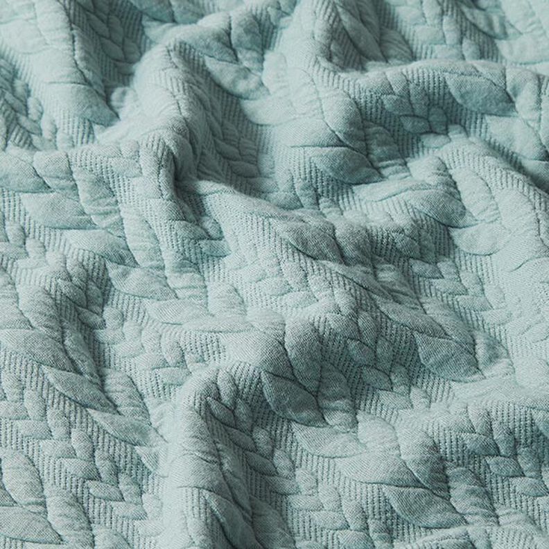 Jersey jacquard, cloqué, motivi a treccia – menta,  image number 2