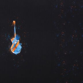 jersey di cotone taglio di tessuto Chitarra | Glitzerpüppi – nero/arancione, 