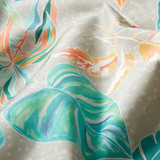 Tessuti da esterni canvas foglie tropicali – corallo, 