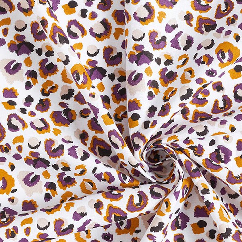 tessuto in cotone cretonne Motivo leopardato – melanzana/bianco,  image number 3