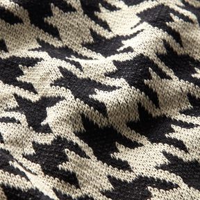 Tessuto in maglia pied de poule – beige chiaro/nero, 