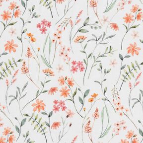 GOTS jersey di cotone Prato di fiori selvatici stampa digitale – avorio, 