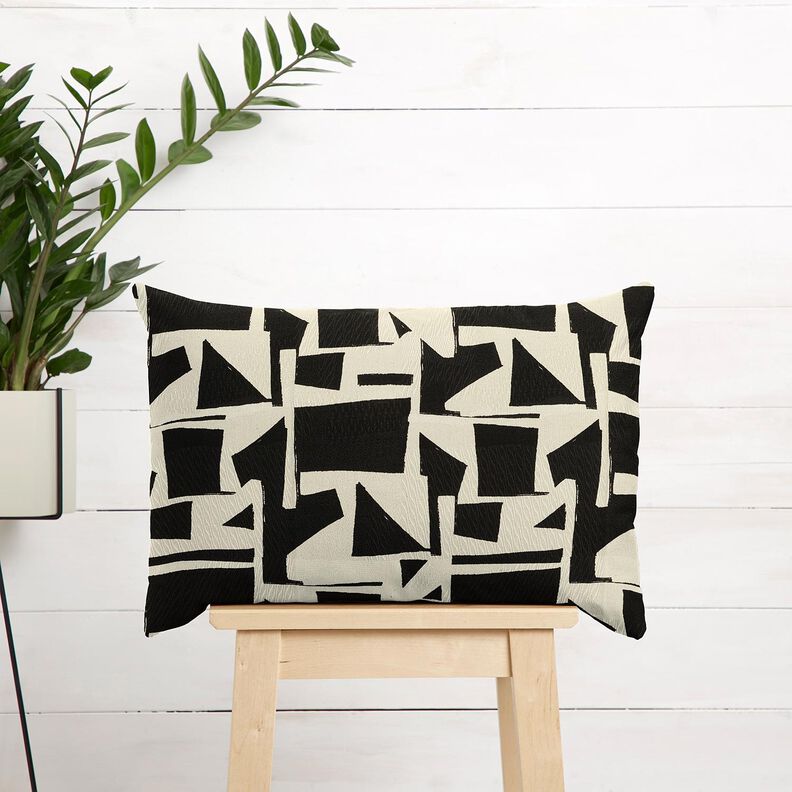 tessuto arredo Jacquard Struttura astratta – nero/bianco lana,  image number 7