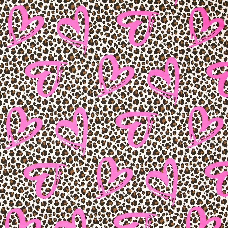 French terry, felpa estiva Cuori di leone e Neon – anacardo/fucsia neon, image number 1