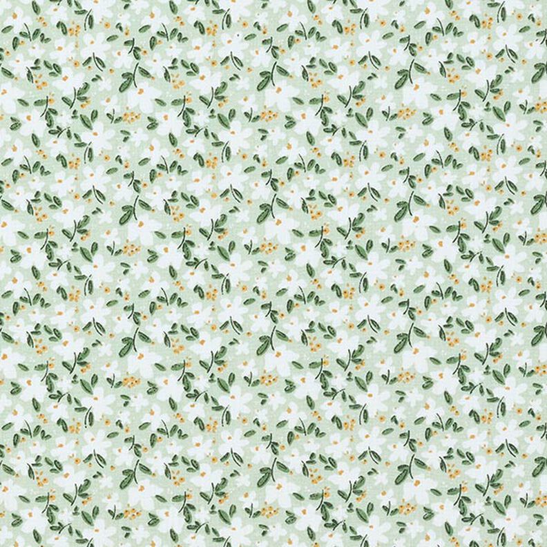 Popeline di cotone biologico con delicati fiori – menta chiaro,  image number 1