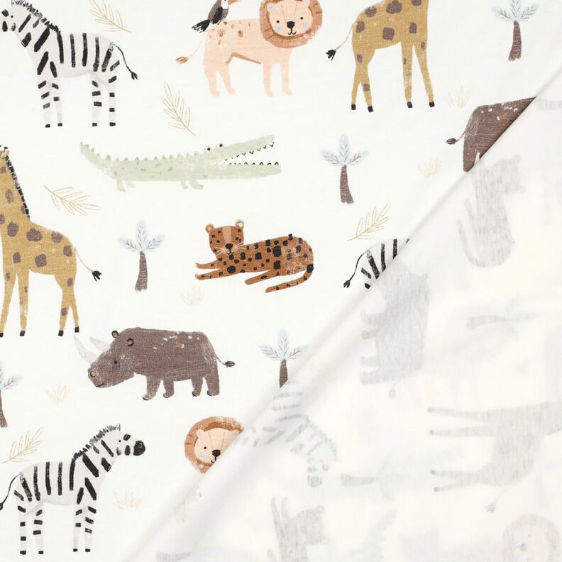 jersey di cotone animali della steppa stampa digitale | Poppy Fabrics – avorio/marrone scuro,  image number 4