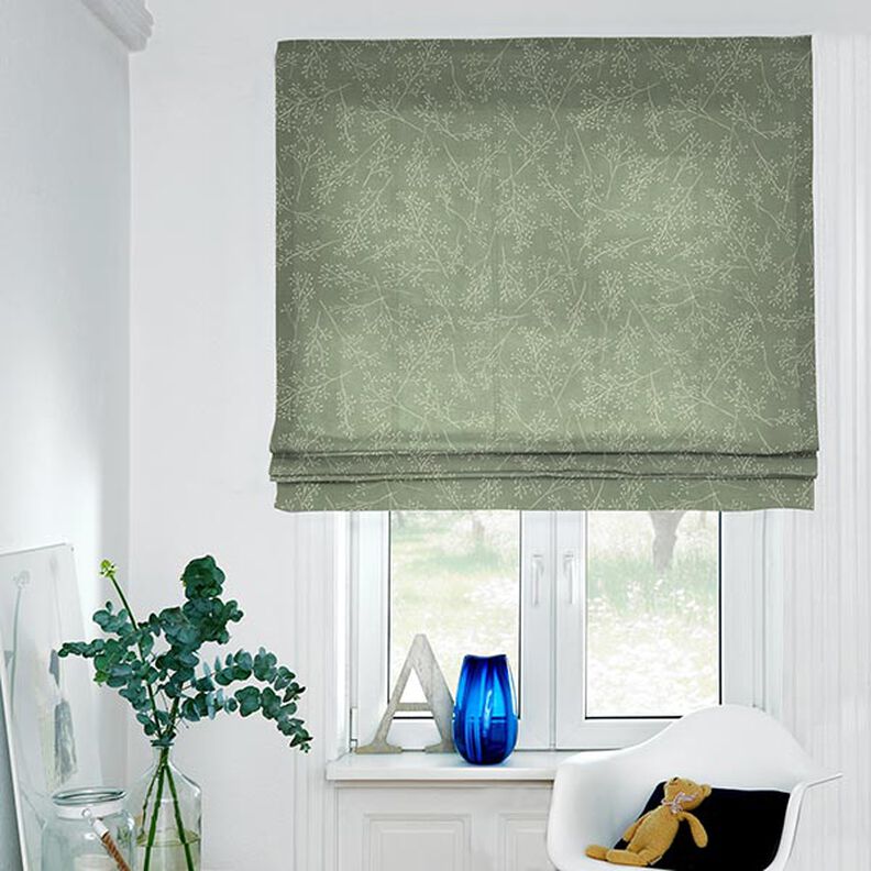 Tessuto arredo mezzo panama rami sottili – verde oliva chiaro | Resto 10cm,  image number 7