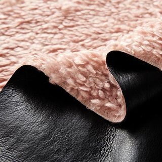 Similpelle tinta unita con retro in pelliccia sintetica – nero/rosa antico chiaro, 