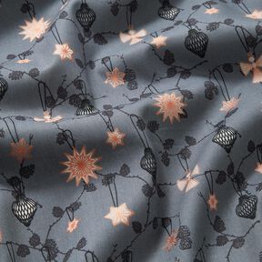 tessuto in cotone popeline Decorazioni scandinave per l'albero – grigio ardesia, 