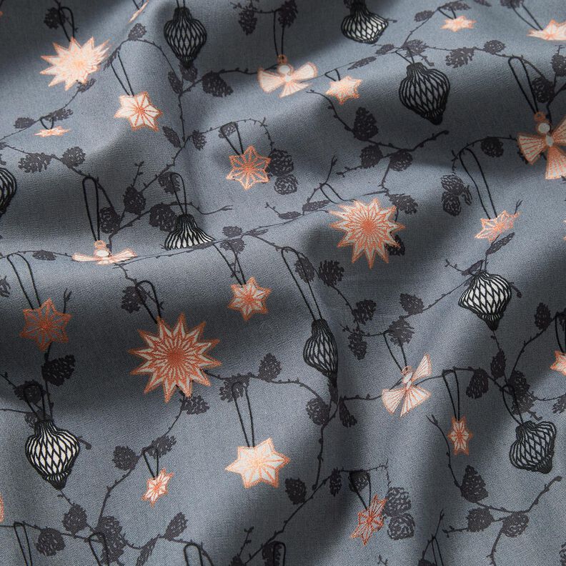tessuto in cotone popeline Decorazioni scandinave per l'albero – grigio ardesia, image number 2