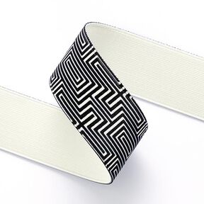 nastro elastico labirinto [ 3,5 cm ] – nero/bianco, 