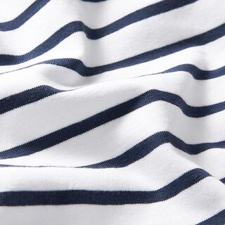 Jersey in cotone a righe strette e larghe – bianco/blu marino, 