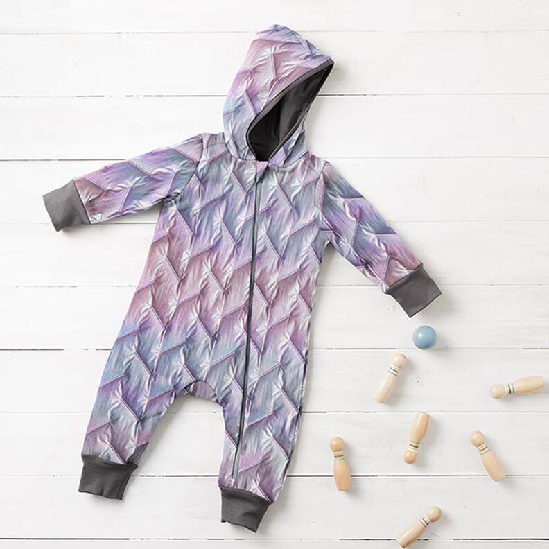 tessuto trapuntato Disegno diagonale, iridescente – lillà pastello,  image number 6