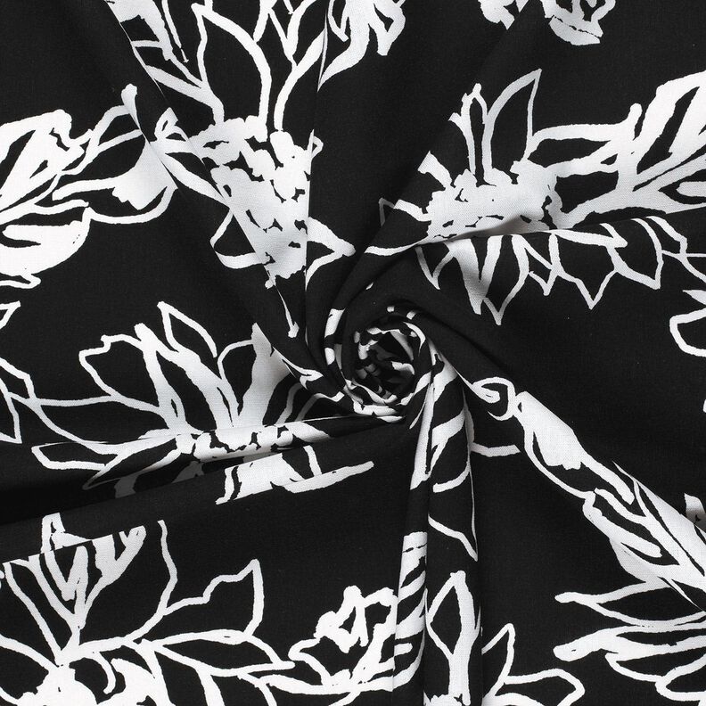 misto lino viscosa Girasoli astratti – nero/bianco,  image number 3