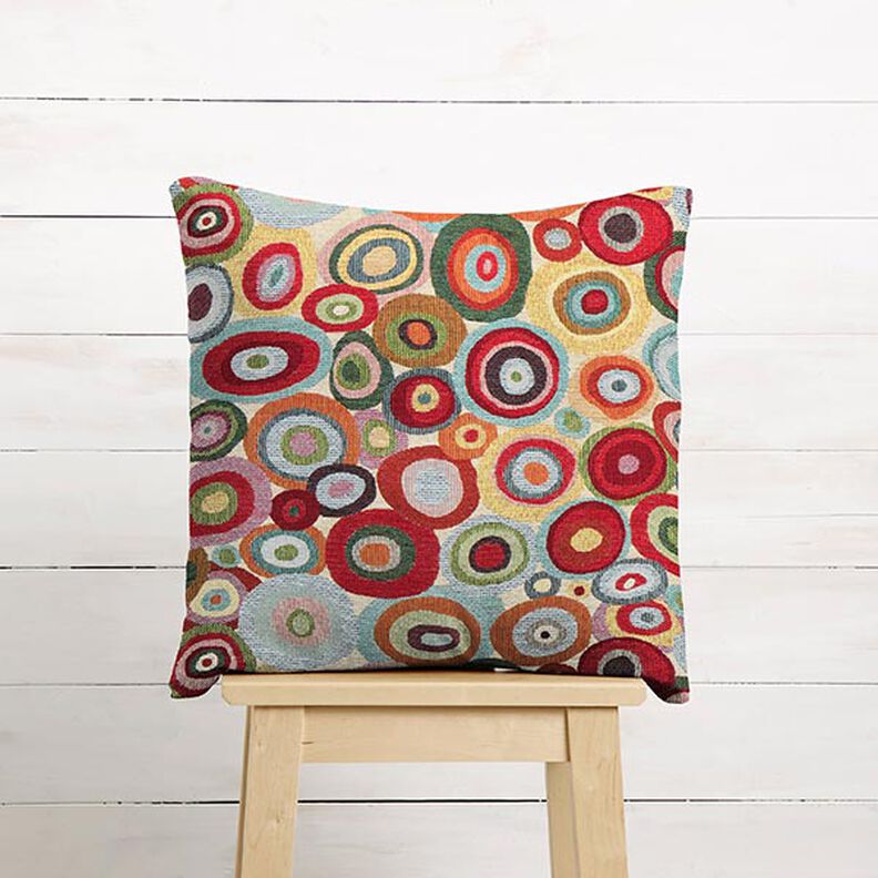 tessuto arredo gobelin Cerchi colorati – beige chiaro/rosso carminio, image number 7