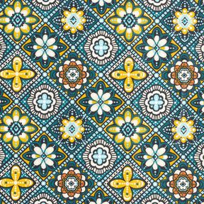 cotone rivestito Piastrelle artistiche – petrolio/giallo, 