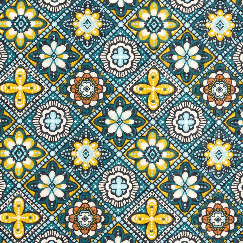 cotone rivestito Piastrelle artistiche – petrolio/giallo,  image number 1