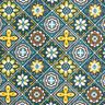 cotone rivestito Piastrelle artistiche – petrolio/giallo,  thumbnail number 1