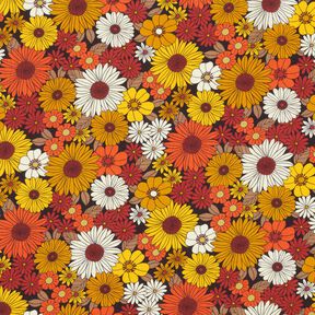 Tessuto di viscosa Fiori estivi – giallo sole/nero, 