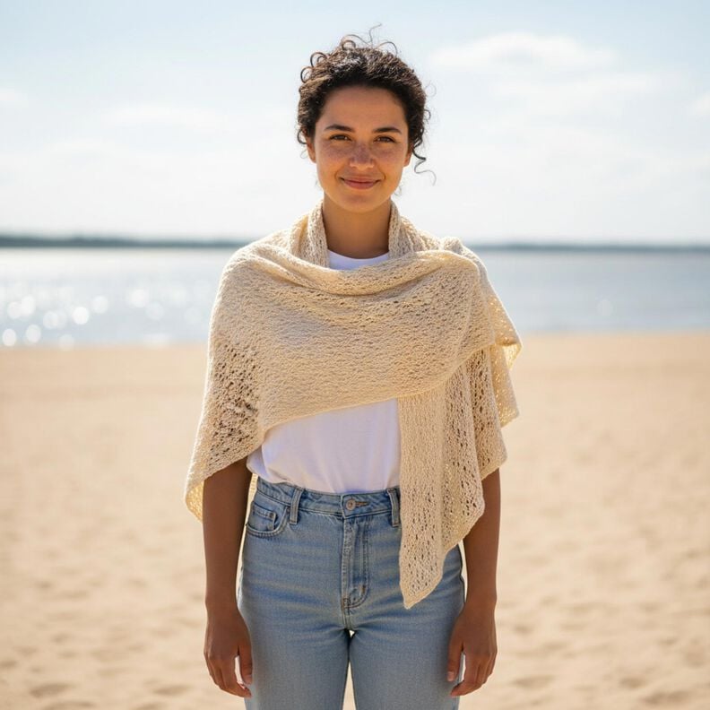 Tessuto a maglia con motivo a onde &ndash; crema,  image number 5