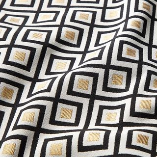 tessuto arredo jacquard losanghe art déco – bianco lana/oro, 