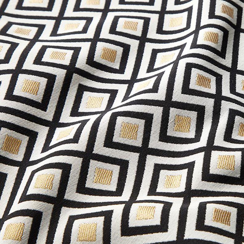 tessuto arredo jacquard losanghe art déco – bianco lana/oro,  image number 2