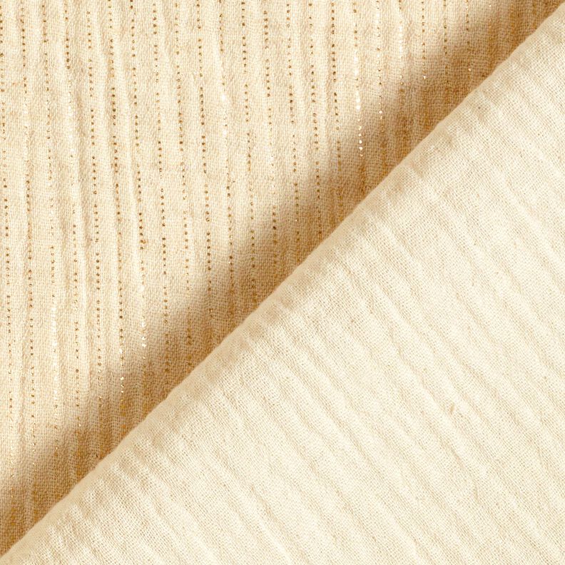 mussolina / tessuto doppio increspato misto lino Pois glitterati – crema, image number 4