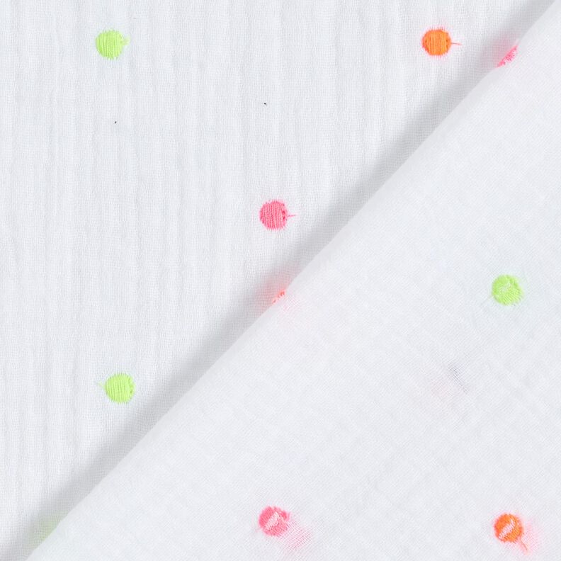 mussolina / tessuto doppio increspato Punti neon ricamati – bianco,  image number 4