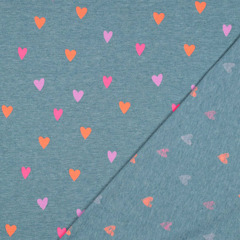 jersey di cotone Cuori al neon | by Poppy – blu colomba/arancio neon,  image number 4