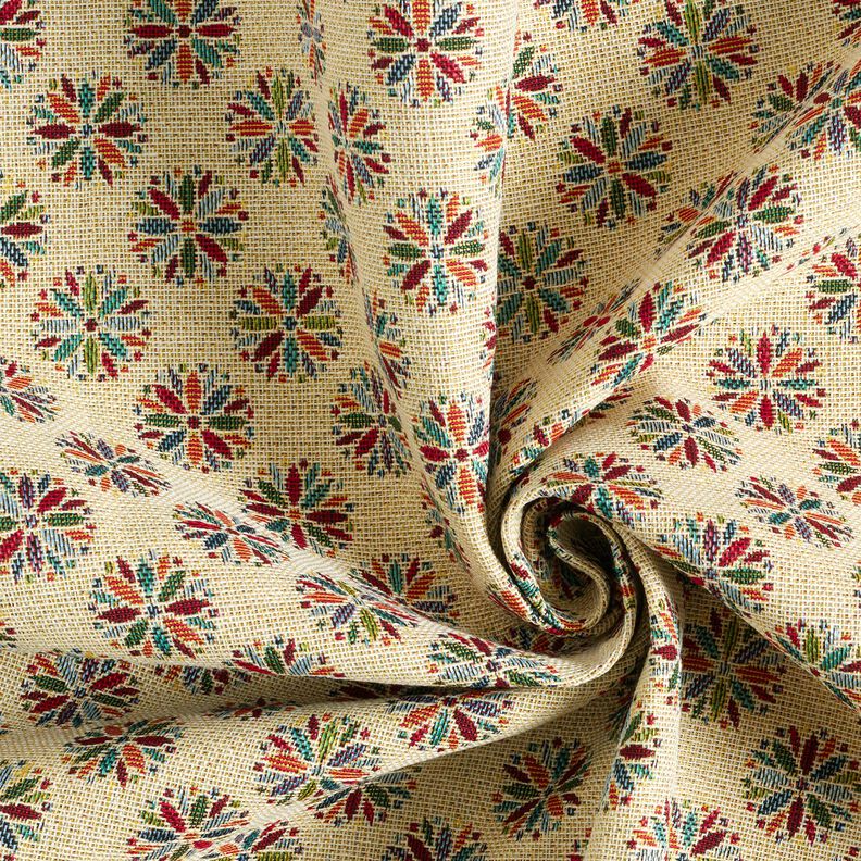tessuto arredo gobelin Piccoli fiori Mandala – beige chiaro/rosso,  image number 3