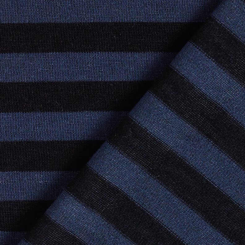 Jersey misto viscosa-seta a righe – blu marino/nero,  image number 4