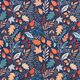 tessuto arredo mezzo panama fogliame autunnale – blu marino,  thumbnail number 1