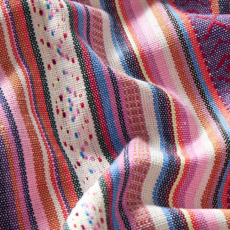 tessuto arredo Jacquard Righe di pastello – rosa/lillà, image number 2