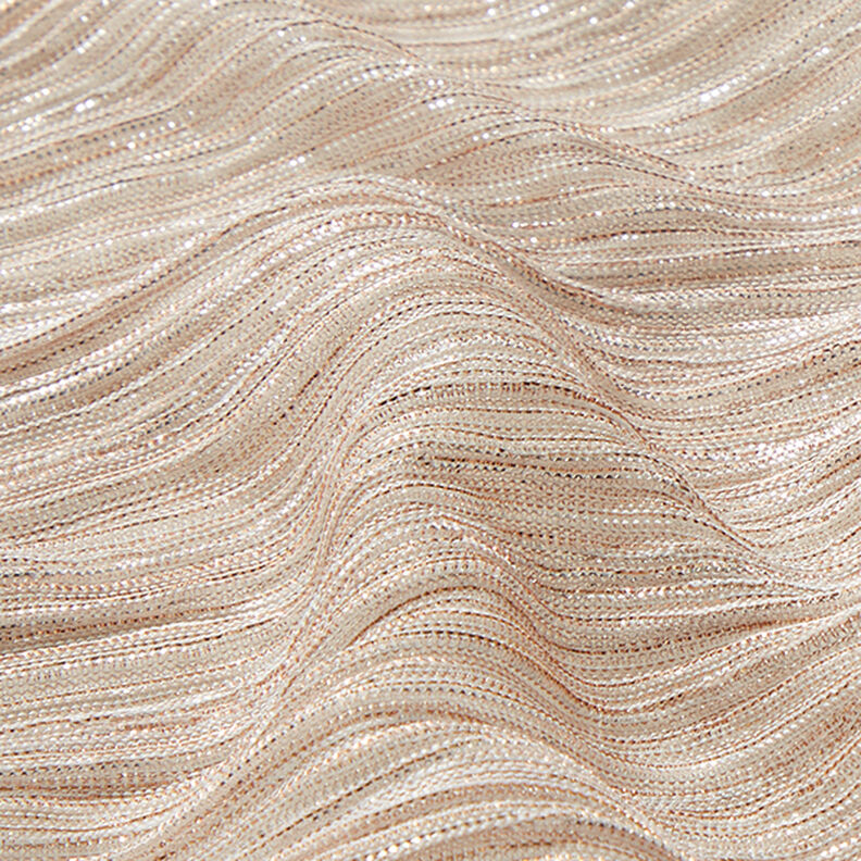 Righe glitterate in jersey plissettato – oro rosa/argento,  image number 2