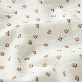 mussolina / tessuto doppio increspato Mini tulipani stampa digitale – bianco, 