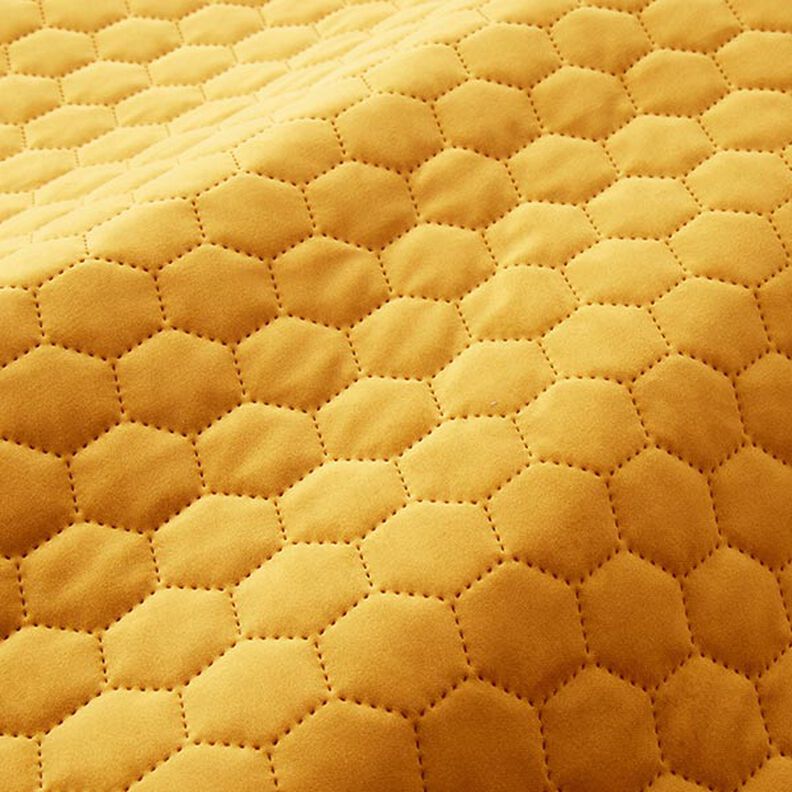 tessuto tappezzeria velluto trapuntato motivo a nido d’ape – senape,  image number 2