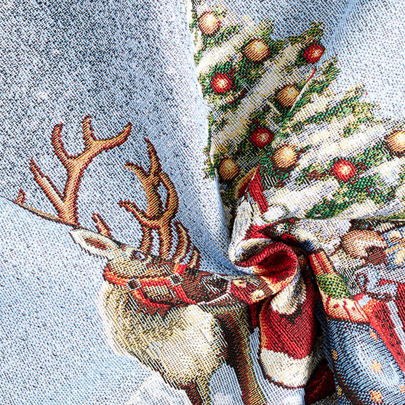 taglio di tessuto arredo gobelin Babbo Natale con renna – blu, image number 3